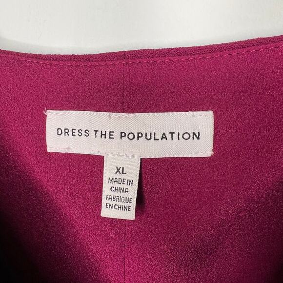 Dress the Population Purple Ruffle Delphine Wrap Dress Size XL - Picture 4 of 9